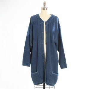 Blue Willi's Denmark blue cotton long cardgian Sz. XL 100% cotton